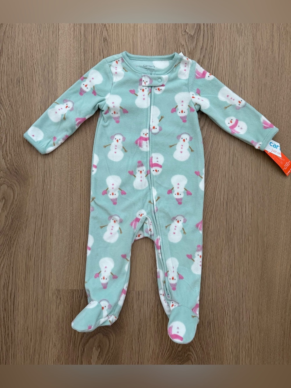 CARTER’S Mint green fleece footed pajama 9 months